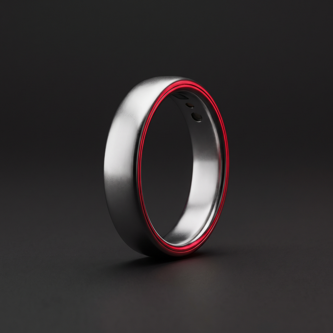 Smart Health Tracking Ring Heart Rate Blood Oxygen Skin Temperature Monitor 5ATM Waterproof Fitness Ring - Silver Ring Side Profile