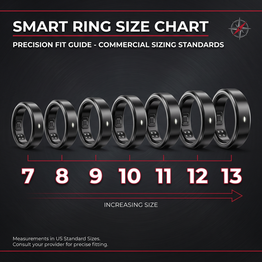 Smart Health Tracking Ring Heart Rate Blood Oxygen Skin Temperature Monitor 5ATM Waterproof Fitness Ring - Ring Size Chart