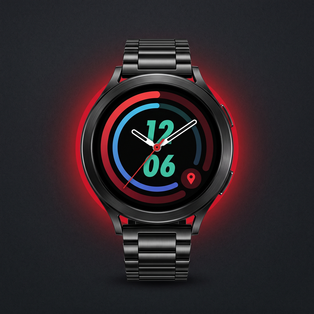 PHYSIOATHLETX Professional Smart Watch GPS Bluetooth Calling AMOLED Smartwatch - Black Steel band front view