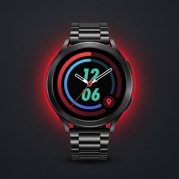 PHYSIOATHLETX Professional Smart Watch GPS Bluetooth Calling AMOLED Smartwatch - Black Steel band front view