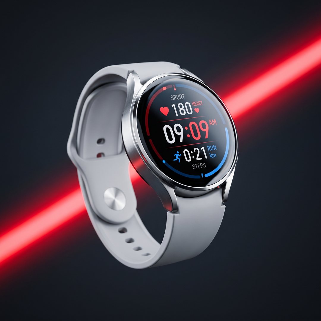 PHYSIOATHLETX Professional Smart Watch GPS Bluetooth Calling AMOLED Smartwatch - Silver band angled view