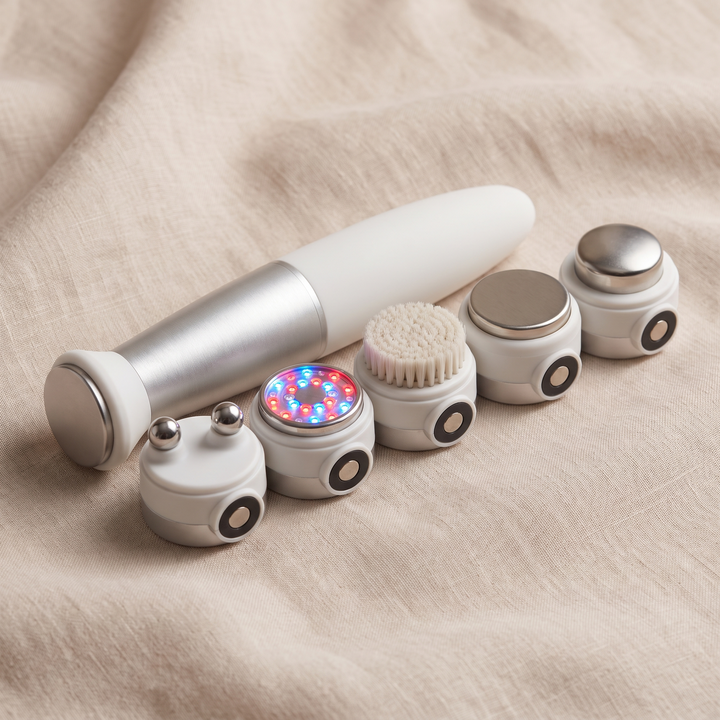 Interchangeable applicator heads included with the PHYSIOATHLETX spa device
