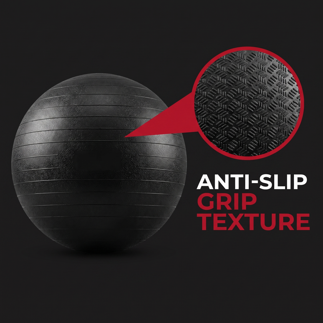 Anti-slip grip texture feature callout on stability exercise ball