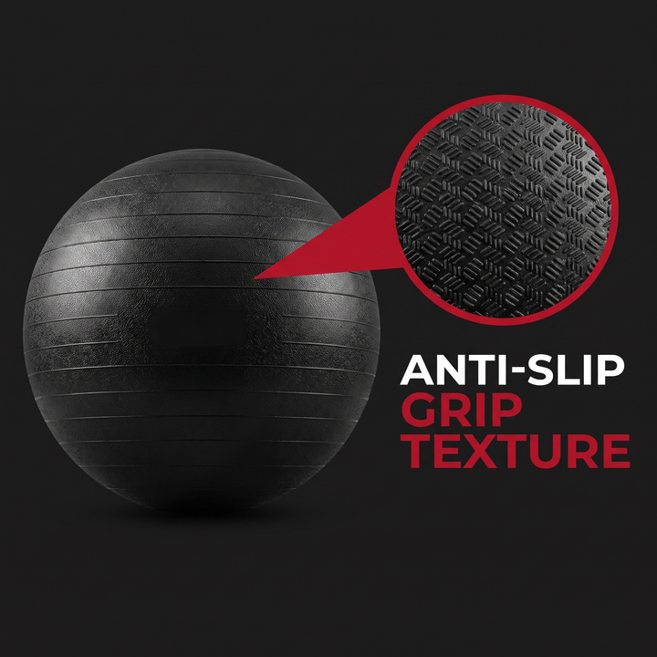 Anti-slip grip texture feature callout on stability exercise ball