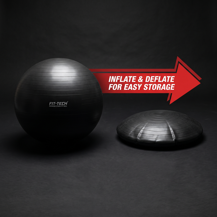 Stability exercise ball inflate and deflate comparison for easy storage
