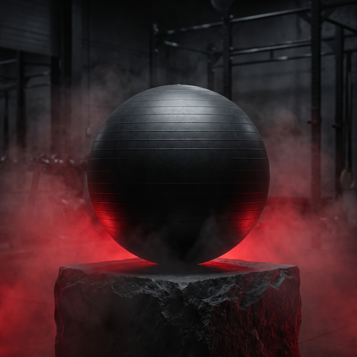 Dramatic pedestal hero studio shot of stability exercise ball