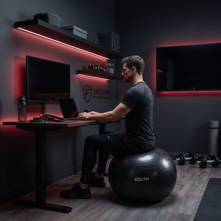 Active seating posture use of stability exercise ball at home desk