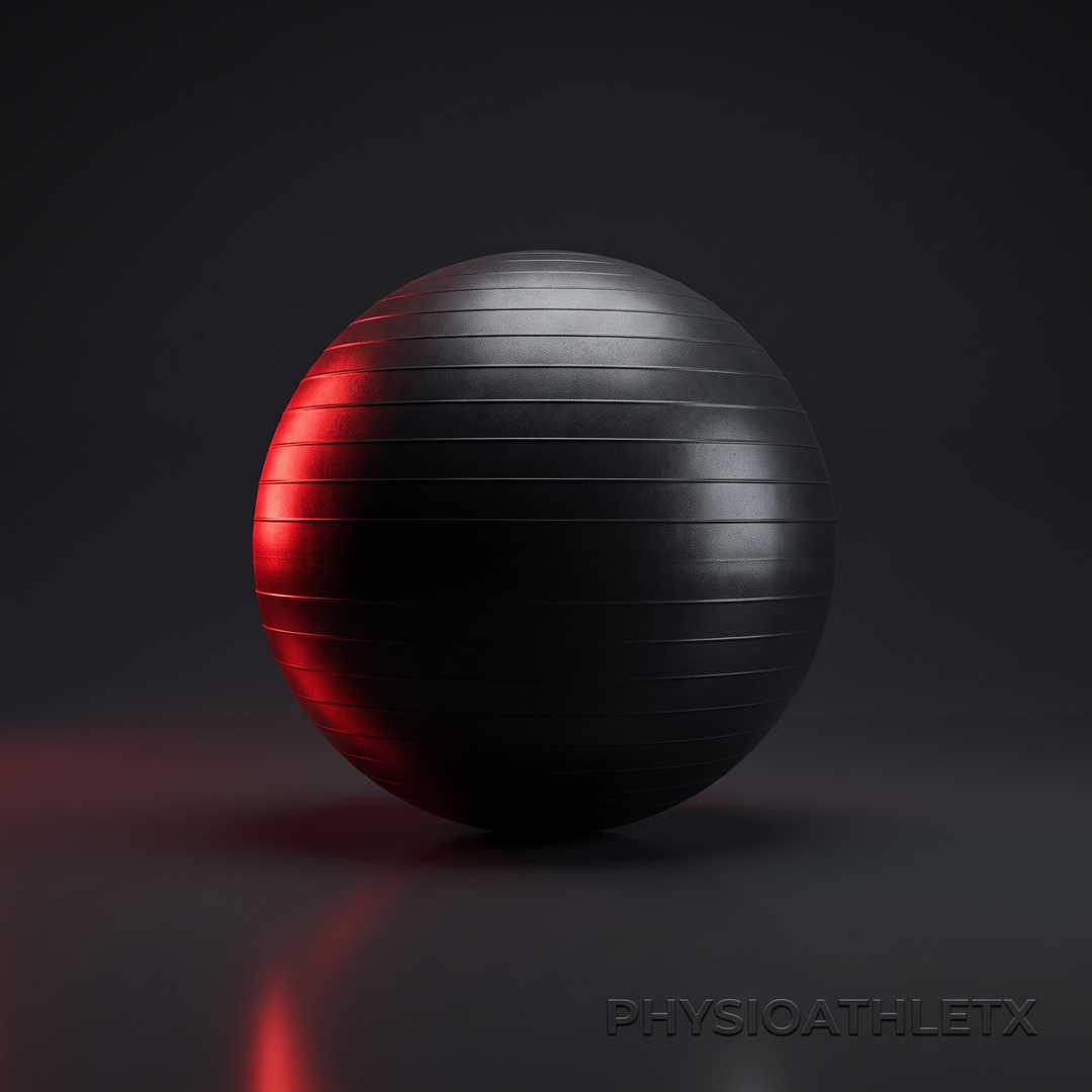PHYSIOATHLETX 65cm black anti-slip stability exercise ball, front hero studio shot