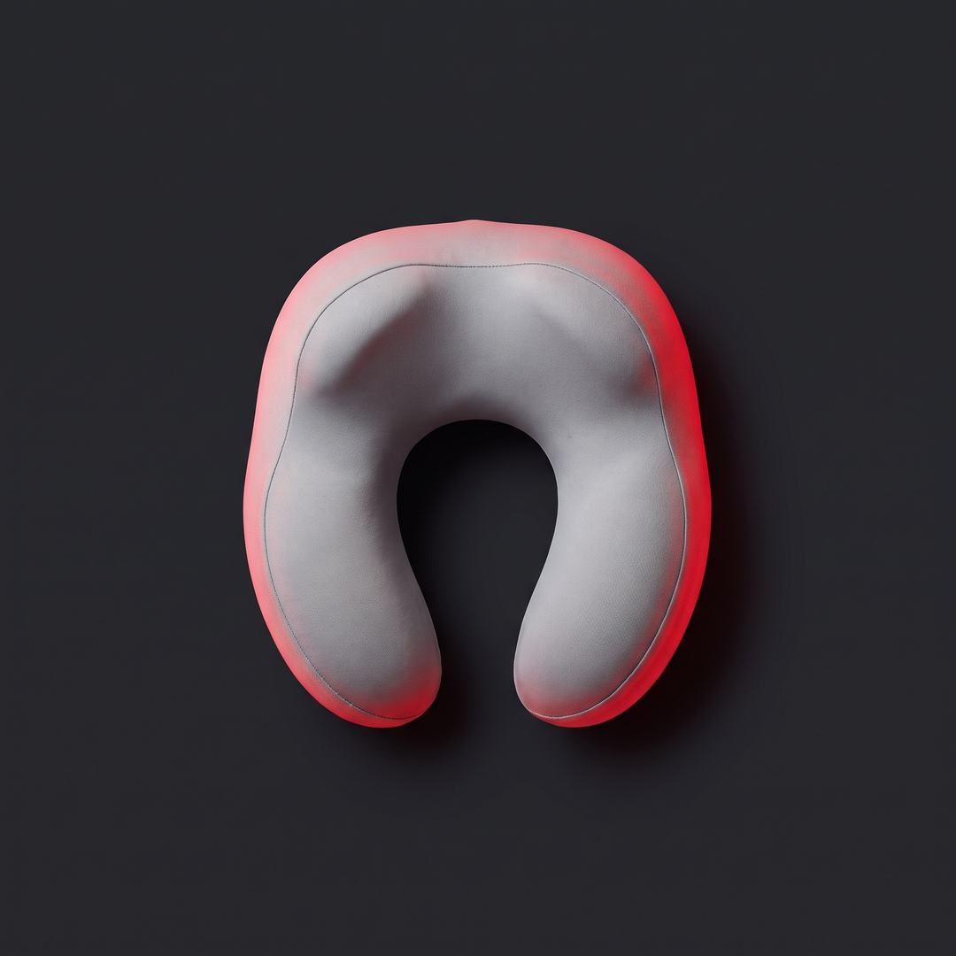 Top-down view of the light grey ergonomic U-shaped neck cradle design