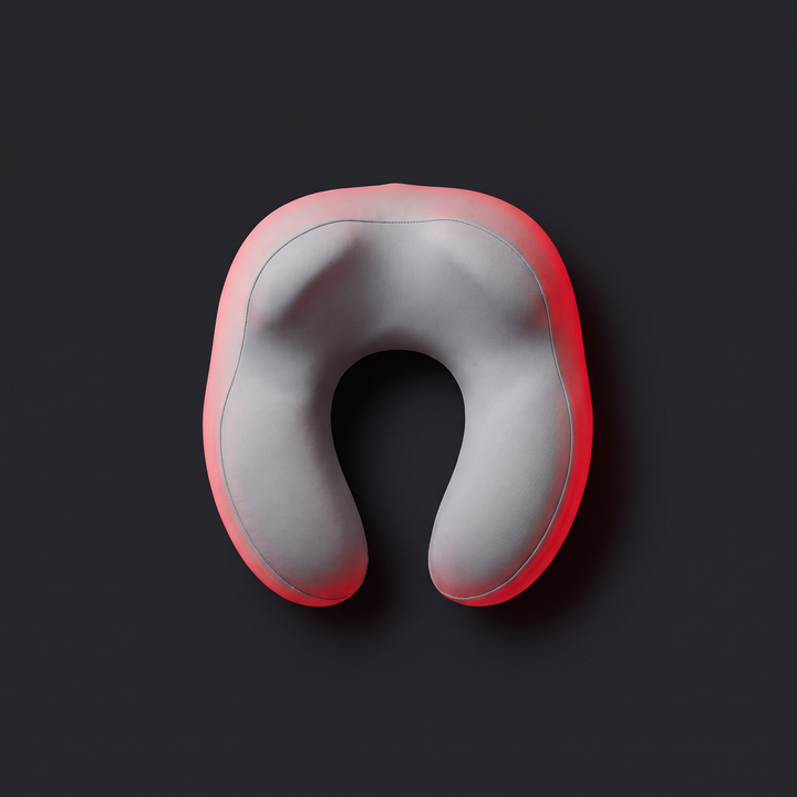 Top-down view of the light grey ergonomic U-shaped neck cradle design