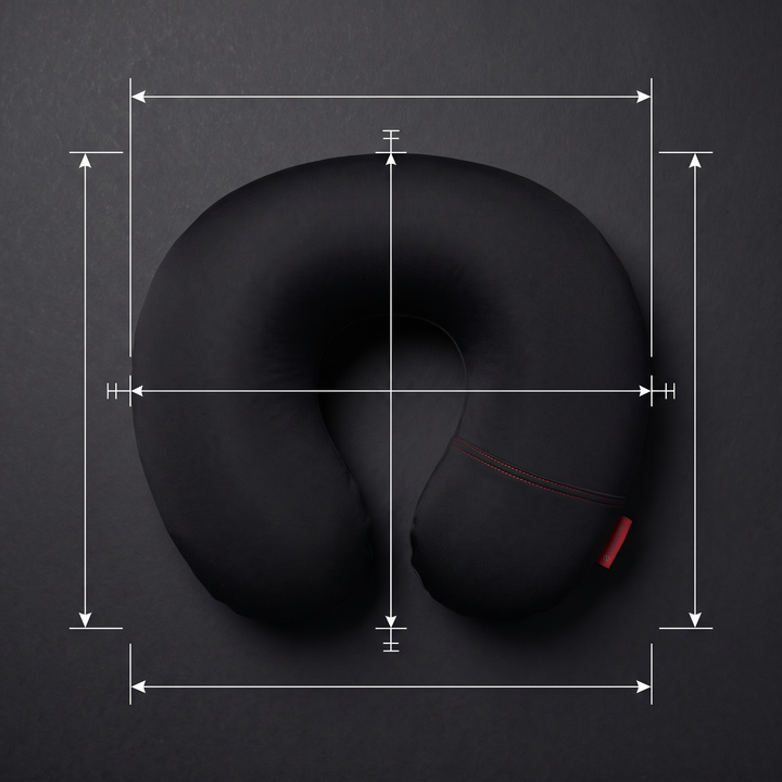 Travel neck pillow size reference, alternate dimension view