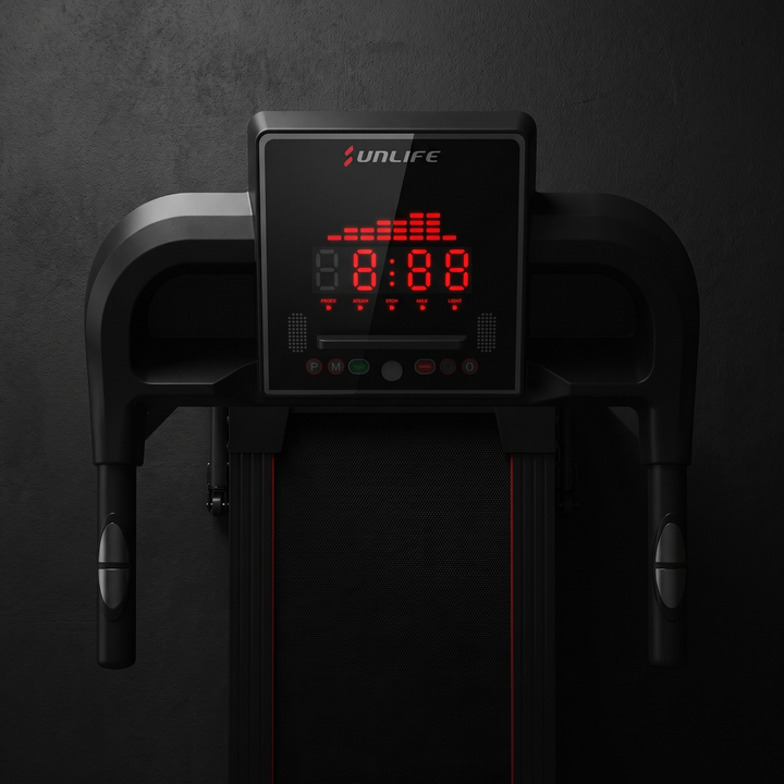 PHYSIOATHLETX Professional Electric Treadmill - Matte Black, Console Top View