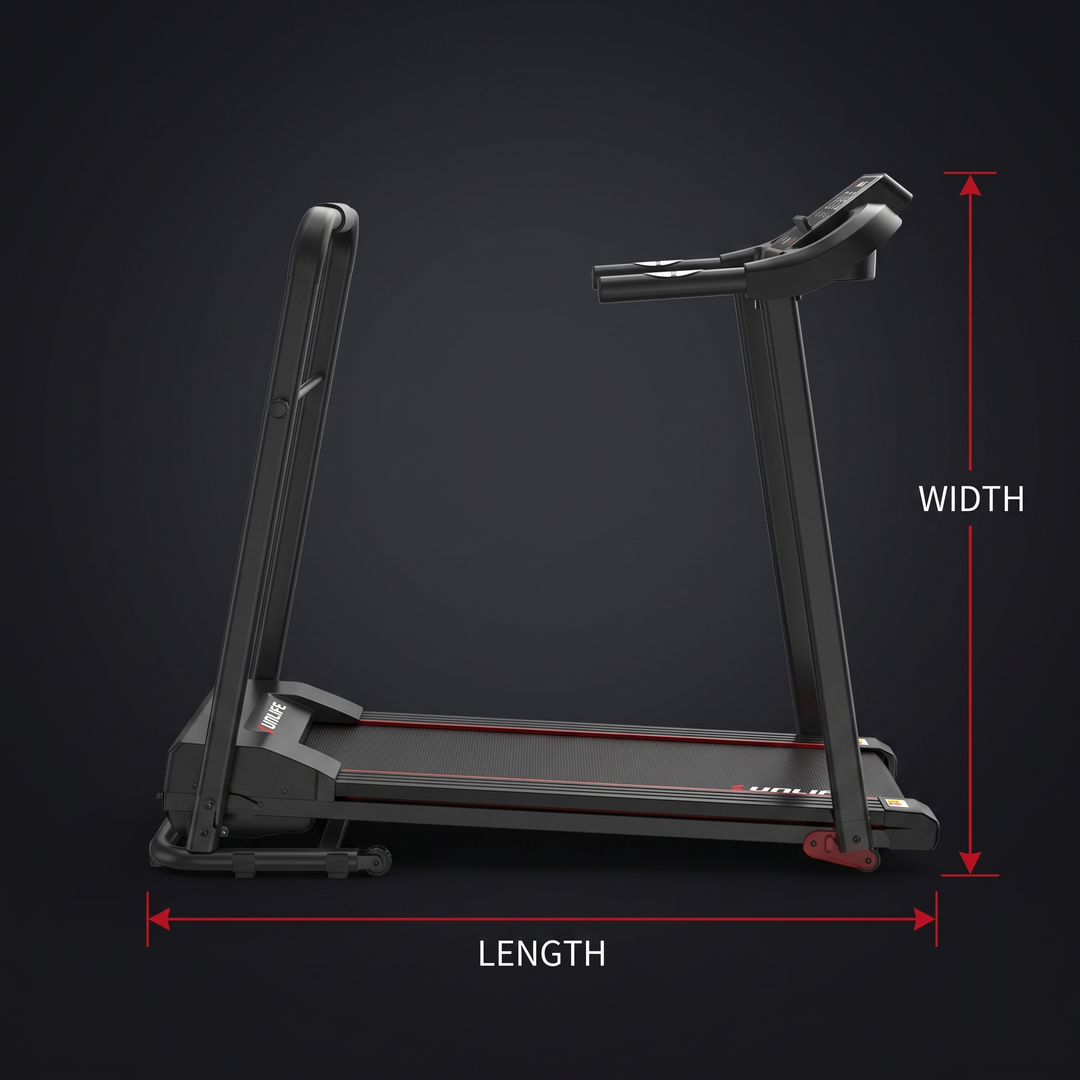 PHYSIOATHLETX Professional Electric Treadmill - Matte Black, Dimensions