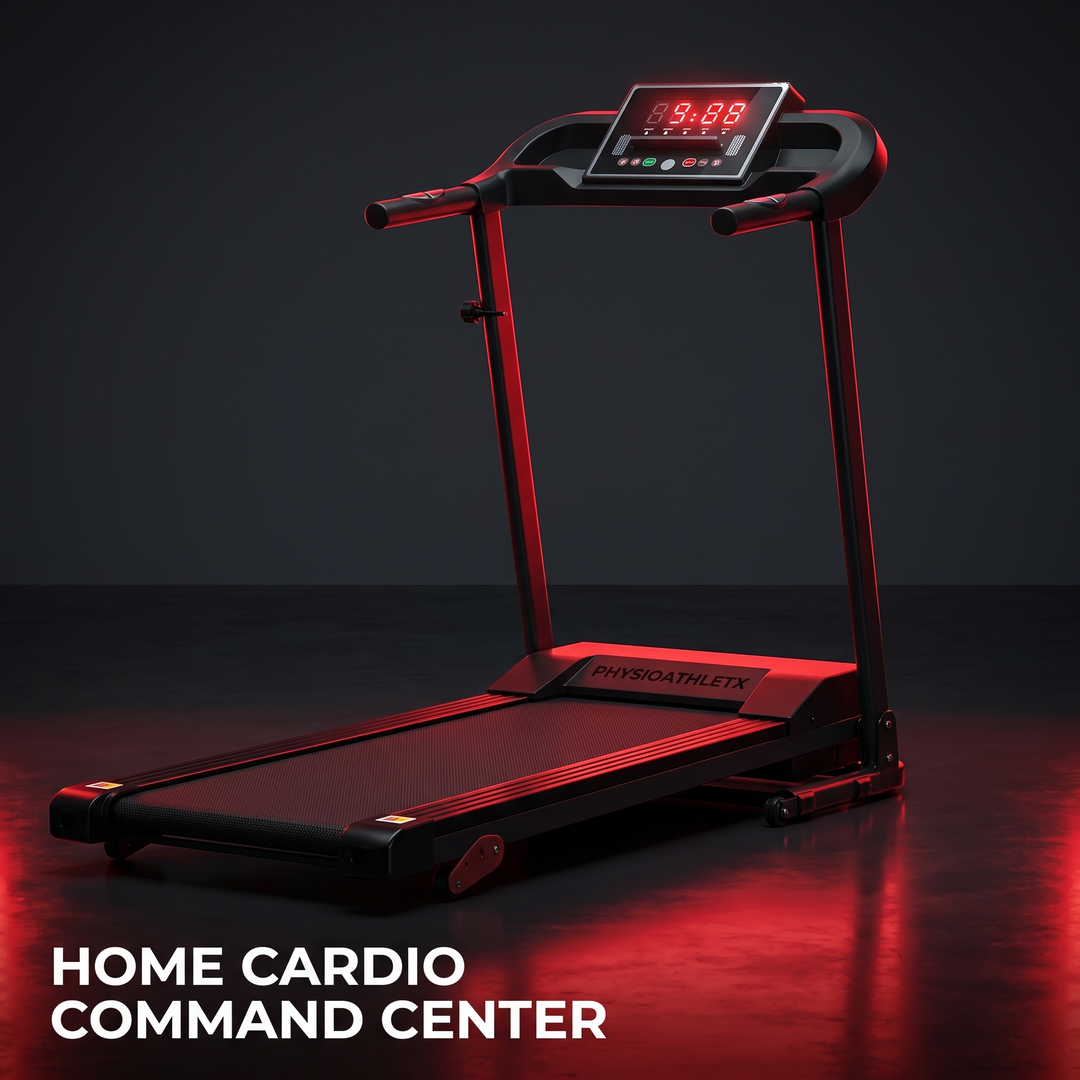 PHYSIOATHLETX Professional Electric Treadmill - Matte Black, Front Hero View