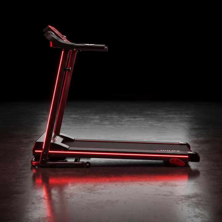 PHYSIOATHLETX Professional Electric Treadmill - Matte Black, Side Profile