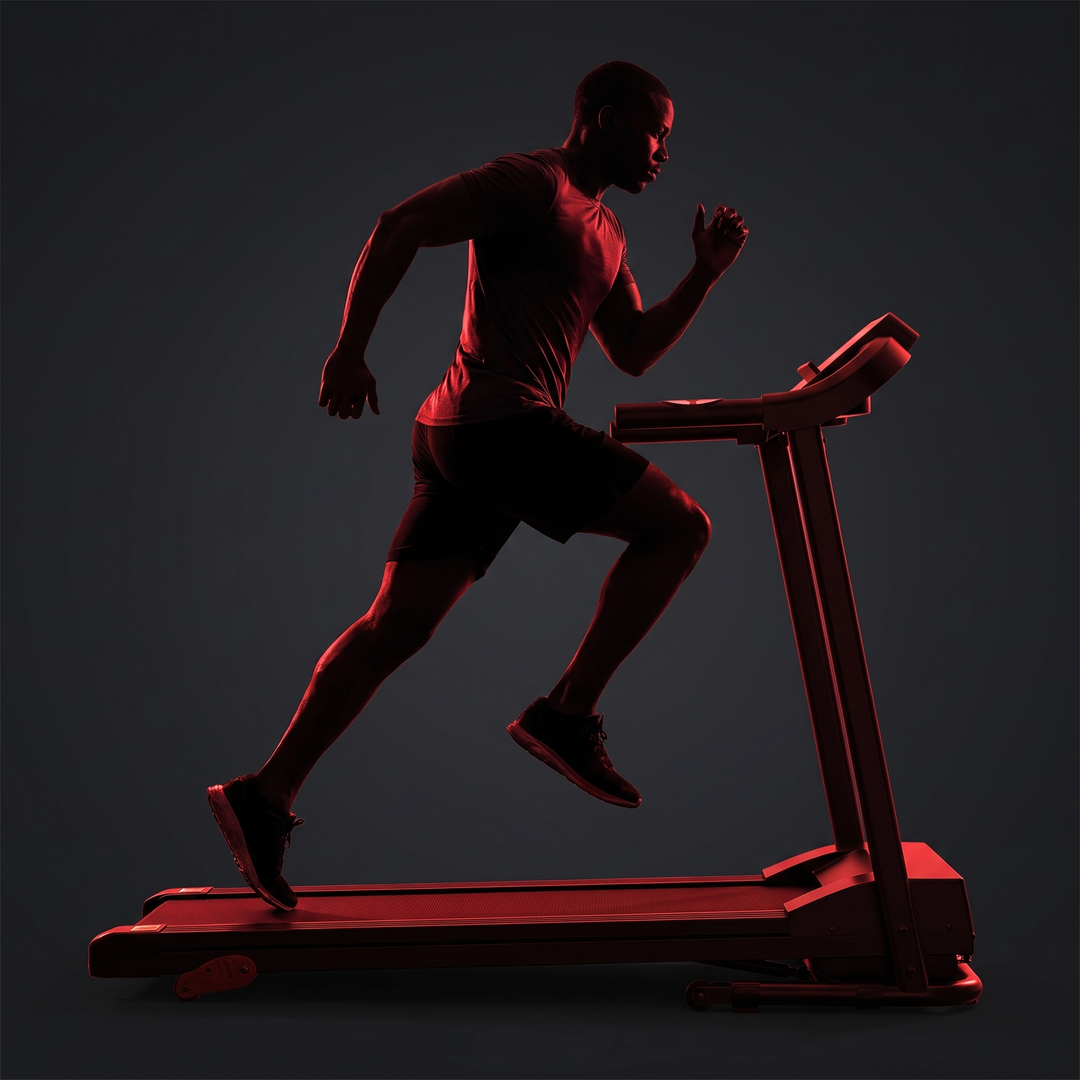 PHYSIOATHLETX Professional Electric Treadmill - Matte Black, Runner Silhouette
