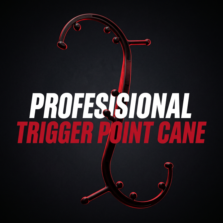 Professional Trigger Point Massage Cane Hook Massager - PHYSIOATHLETX - Black, Studio Shot