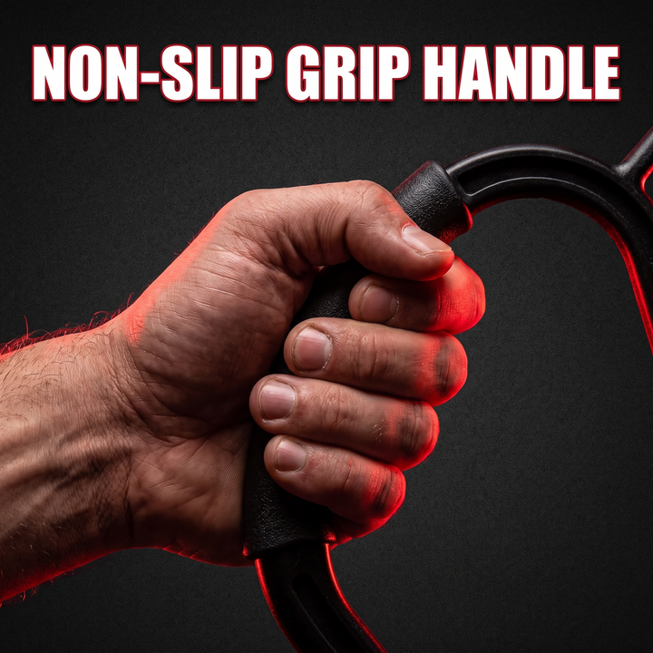Professional Trigger Point Massage Cane Hook Massager - PHYSIOATHLETX - Black, Grip Handle Detail