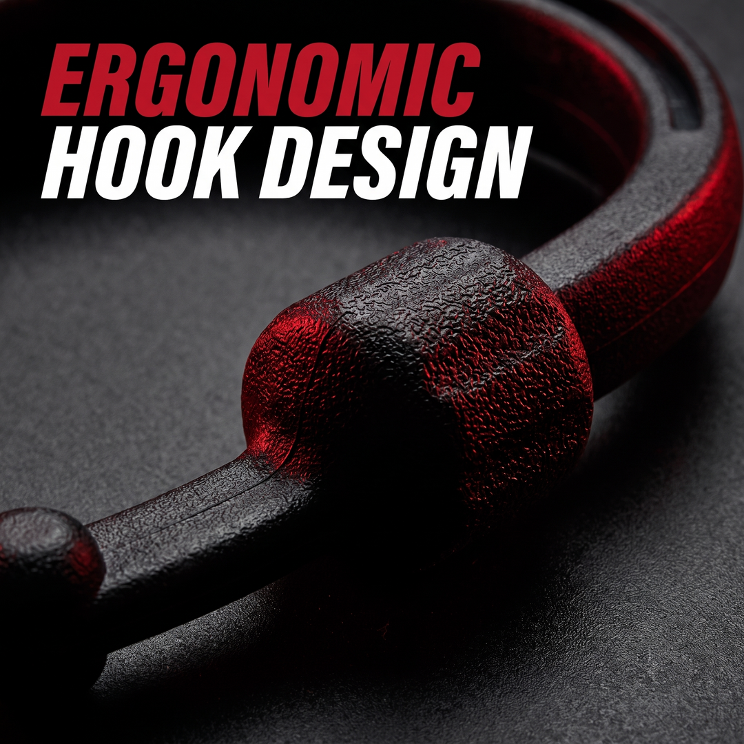 Professional Trigger Point Massage Cane Hook Massager - PHYSIOATHLETX - Black, Hook Design Detail