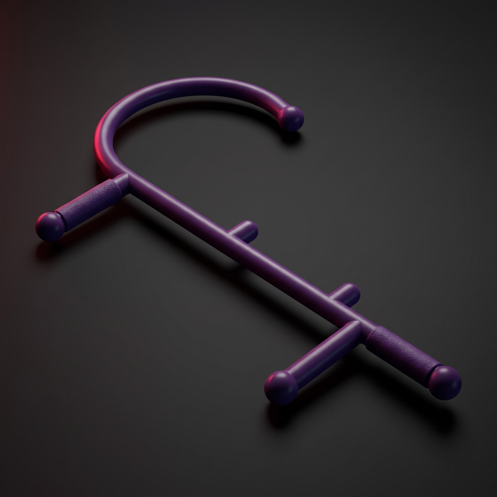 Professional Trigger Point Massage Stick Hook Cane Self Massage Tool Back Muscle Relief Body Massage Therapeutic Tool for Home Gym Recovery Rehabilitation - Purple