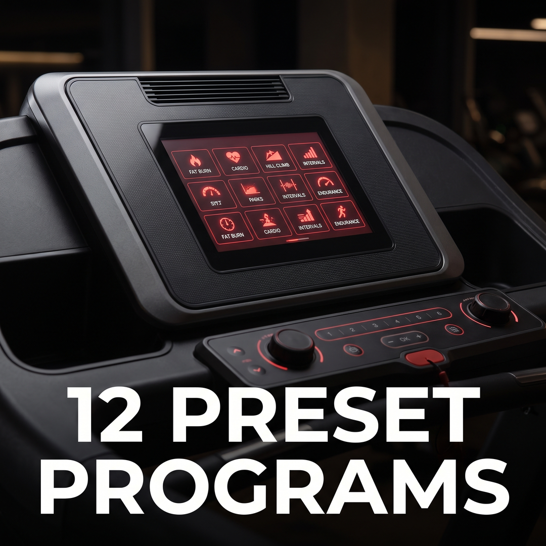 PHYSIOATHLETX Foldable Treadmill - 12 Preset Programs Menu