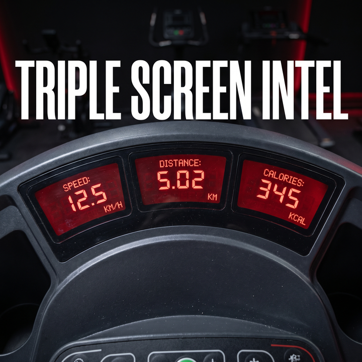 PHYSIOATHLETX Foldable Treadmill - Triple Screen Display