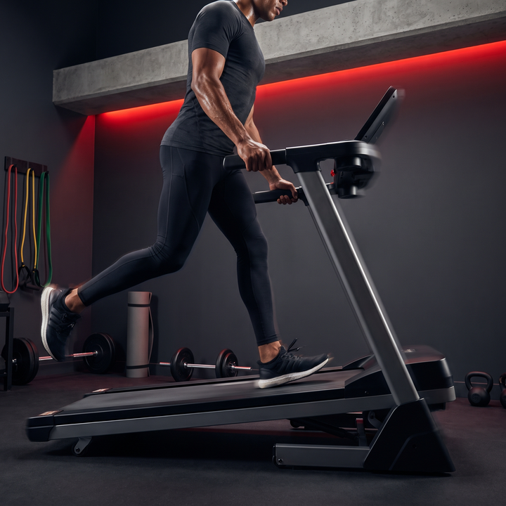 PHYSIOATHLETX Foldable Treadmill - Running with Support Handle