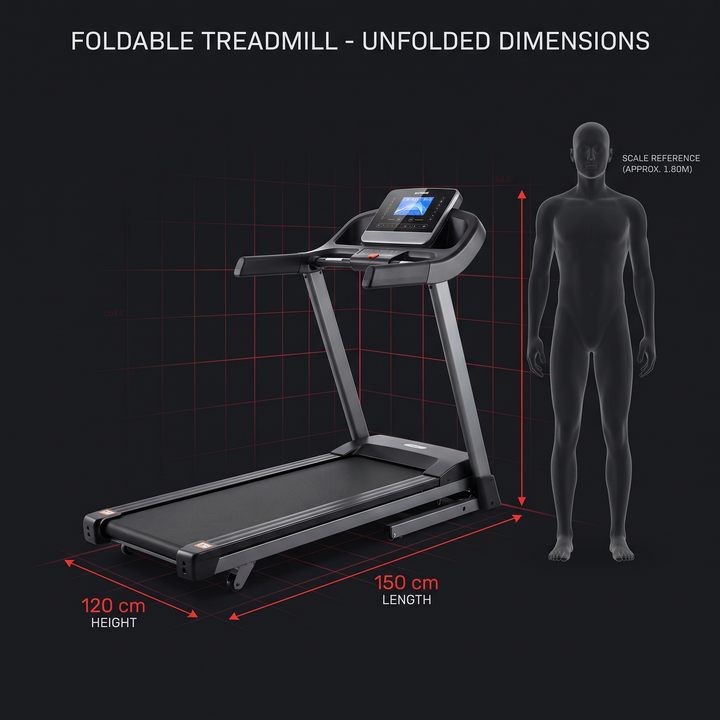 PHYSIOATHLETX Foldable Treadmill - Size Comparison Reference