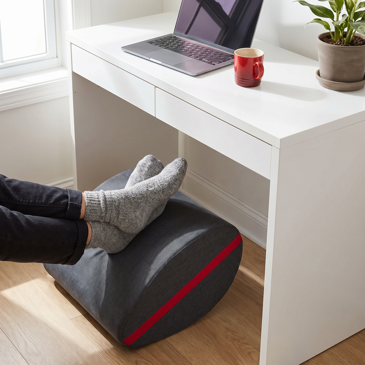 Ergonomic Under Desk Foot Rest for Office Comfort - Style C In Use at Home Office Desk