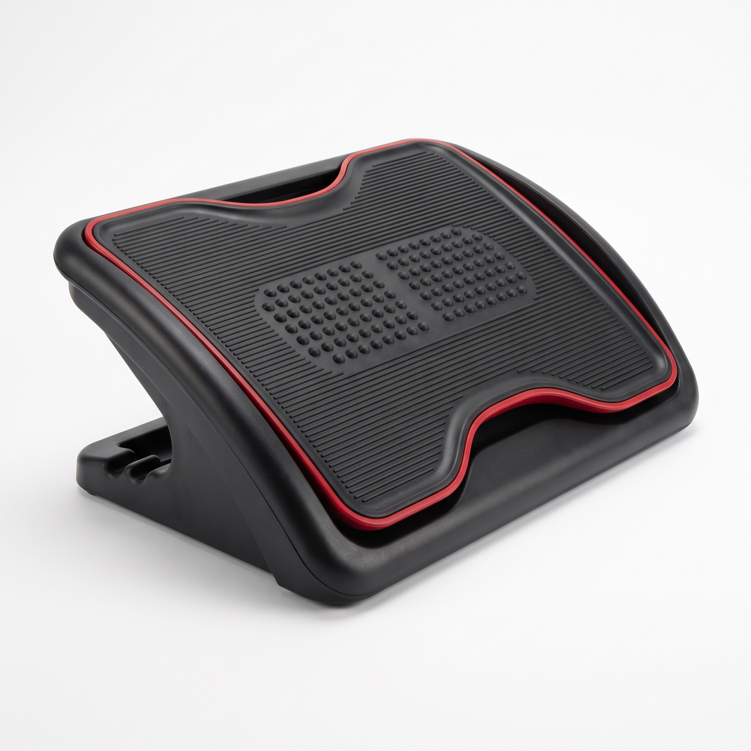 Ergonomic Under Desk Foot Rest for Office Comfort - Style F Ribbed Tilt Design