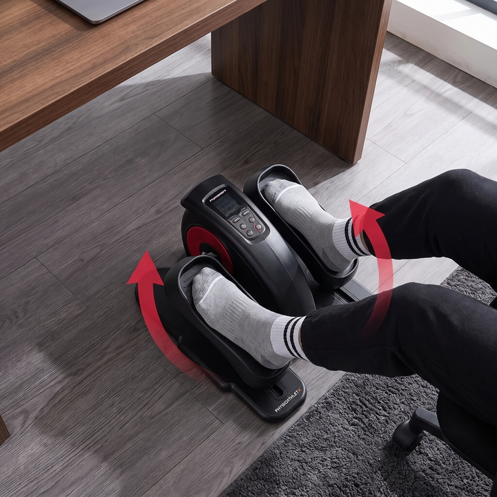 PHYSIOATHLETX Under Desk Elliptical Machine overhead feet pedaling motion