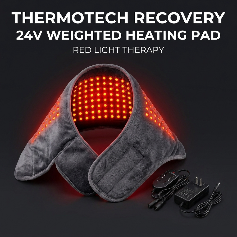 Weighted Heating Pad for Neck Shoulders Back Pain Relief 3 Heat Settings Electric Heat Pad Physiotherapy Recovery Home Use Gift for Women Men - Hero Angled View