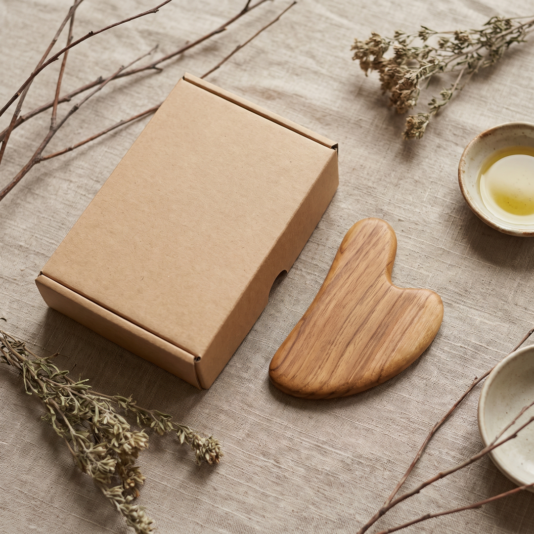Wooden massage tool with simple gift packaging