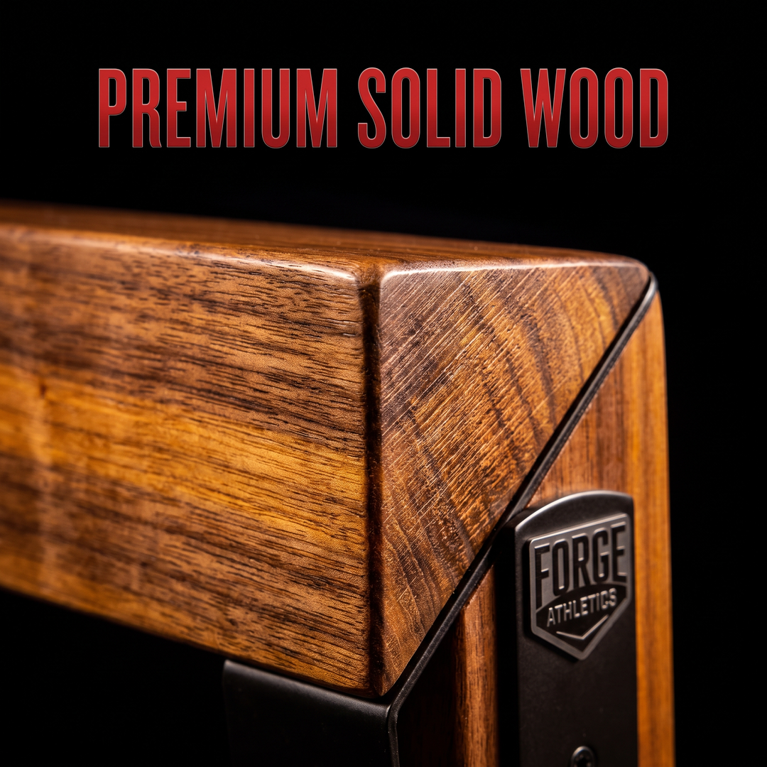 Premium solid wood grain finish on the PHYSIOATHLETX incline stretch board