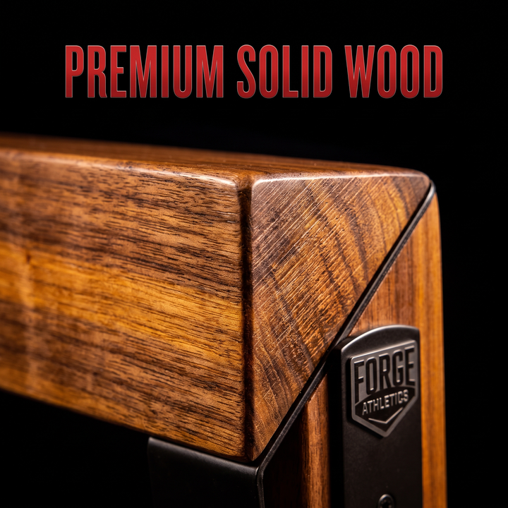 Premium solid wood grain finish on the PHYSIOATHLETX incline stretch board