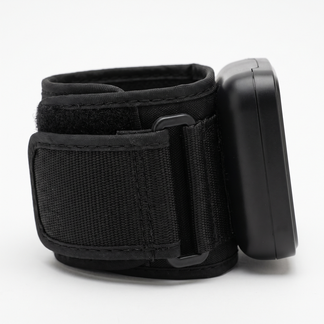 Close-up of wrist cuff strap design on digital blood pressure monitor