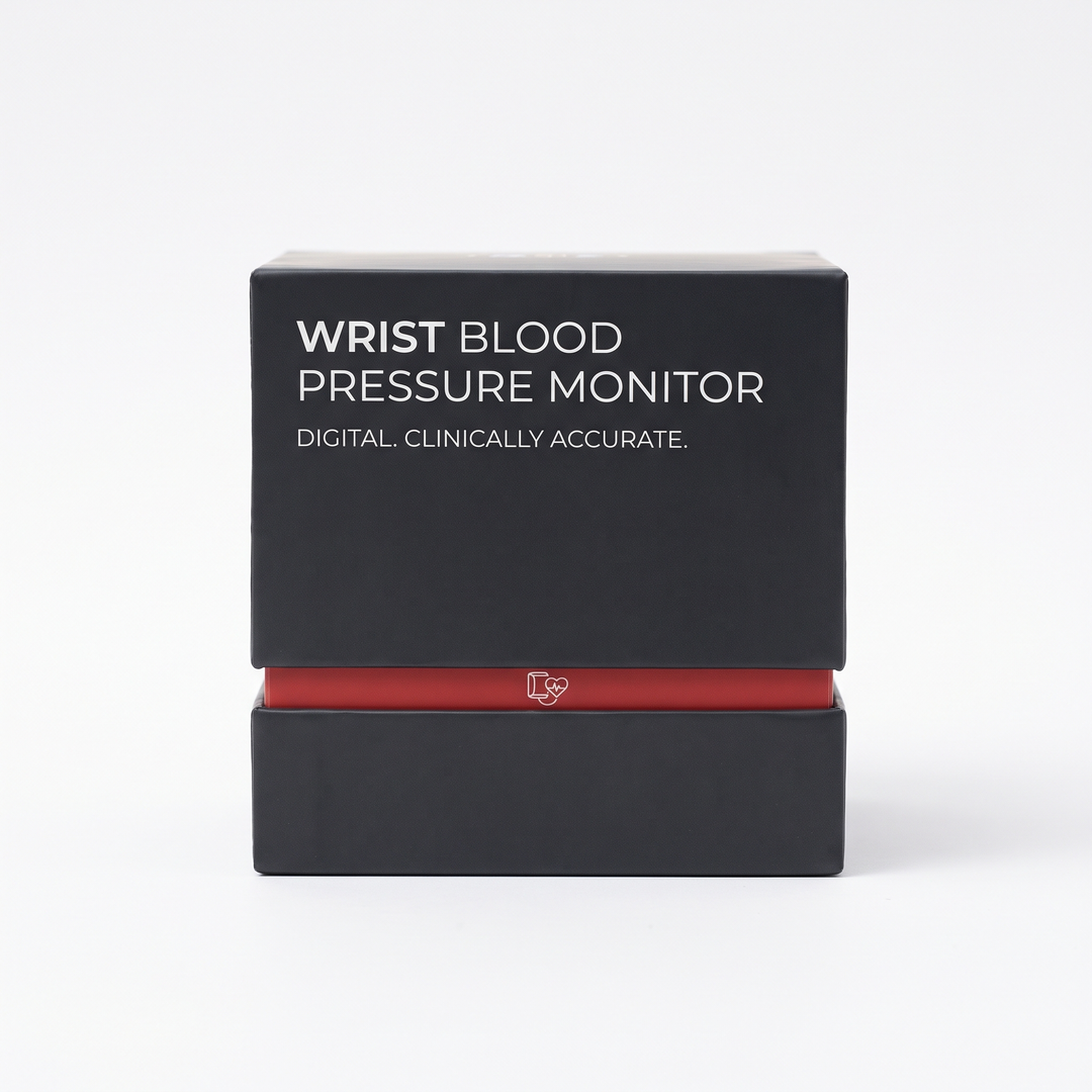 Retail packaging box for digital wrist blood pressure monitor