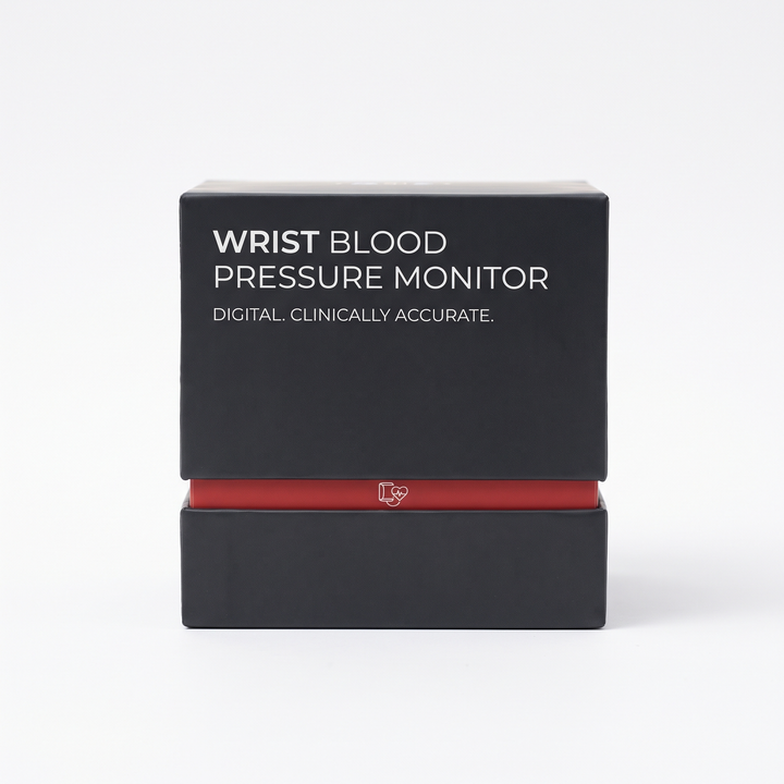 Retail packaging box for digital wrist blood pressure monitor