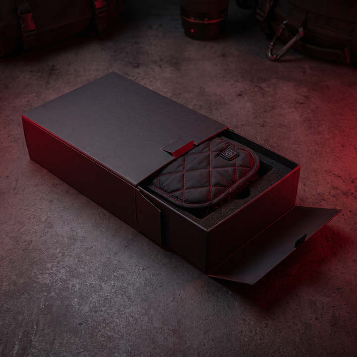 Unboxing the rechargeable warmth wrap from its retail packaging