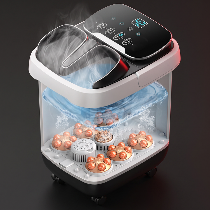 Portable Electric Foot Bath Spa with Heat Function Foot Soak Basin Massager Drainage Pipe Home Use Recovery Relaxation