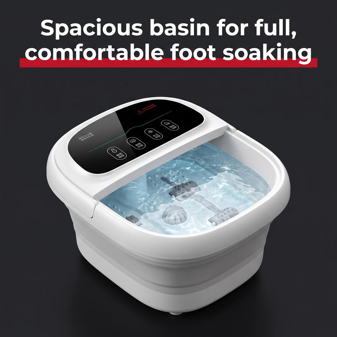 Portable Electric Foot Bath Spa with Heat Function Foot Soak Basin Massager Drainage Pipe Home Use Recovery Relaxation