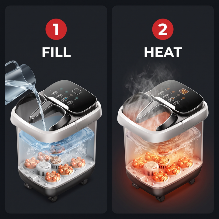 Portable Electric Foot Bath Spa with Heat Function Foot Soak Basin Massager Drainage Pipe Home Use Recovery Relaxation