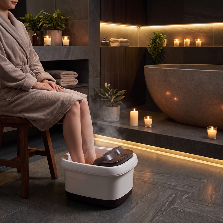 Portable Electric Foot Bath Spa with Heat Function Foot Soak Basin Massager Drainage Pipe Home Use Recovery Relaxation