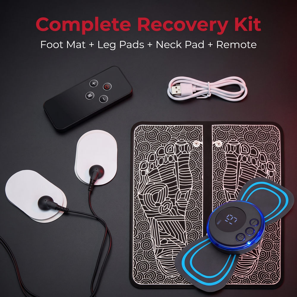 Portable EMS Foot Massager Pad – Foot, Leg & Neck recovery kit