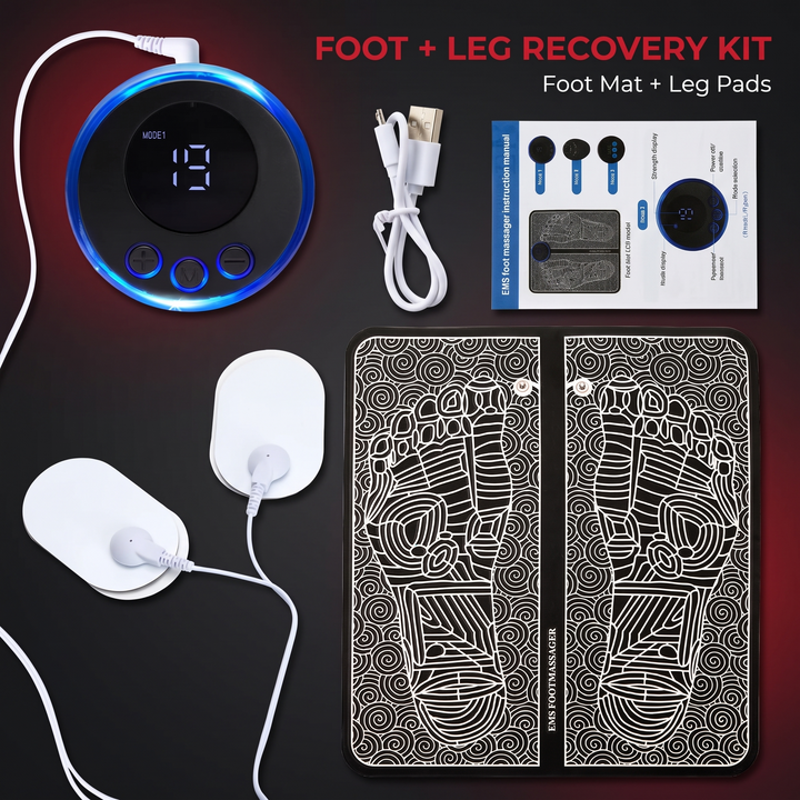 Portable EMS Foot Massager Pad – Foot &amp; Leg recovery kit