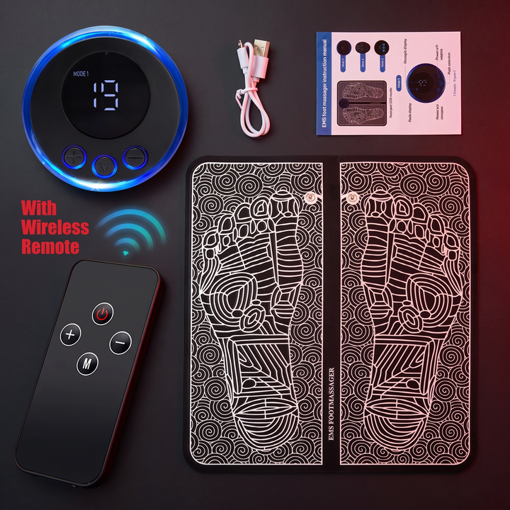 Portable EMS Foot Massager Pad with wireless remote control