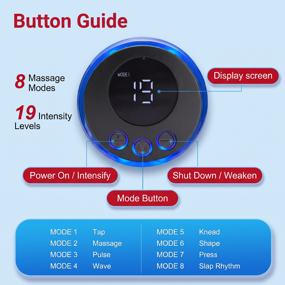 Portable EMS Foot Massager Pad – 8 modes, 19 intensity levels