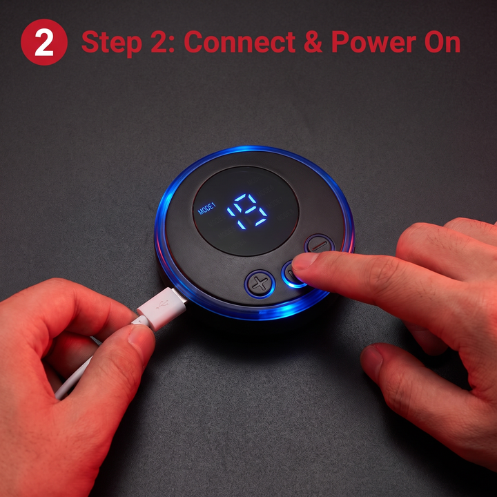 Portable EMS Foot Massager Pad – step 2: connect and power on