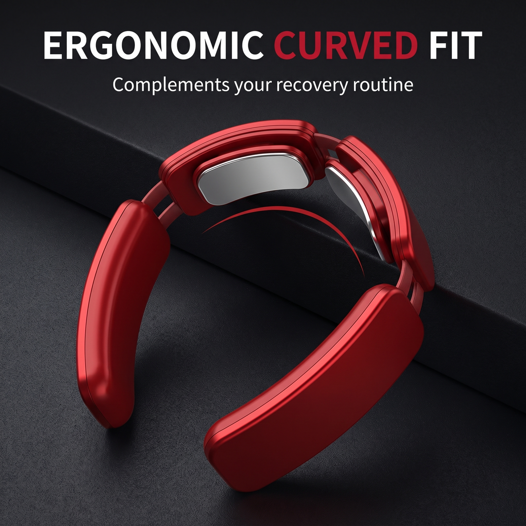 Portable EMS Neck Massager with Heat Wearable Electric Pulse Neck Massage Device Adjustable Intensity Multiple Modes Neck Shoulder Muscle Relief Recovery Home Office Use