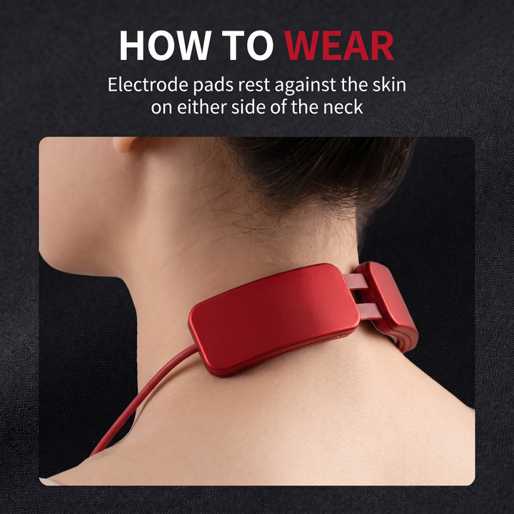 Portable EMS Neck Massager with Heat Wearable Electric Pulse Neck Massage Device Adjustable Intensity Multiple Modes Neck Shoulder Muscle Relief Recovery Home Office Use